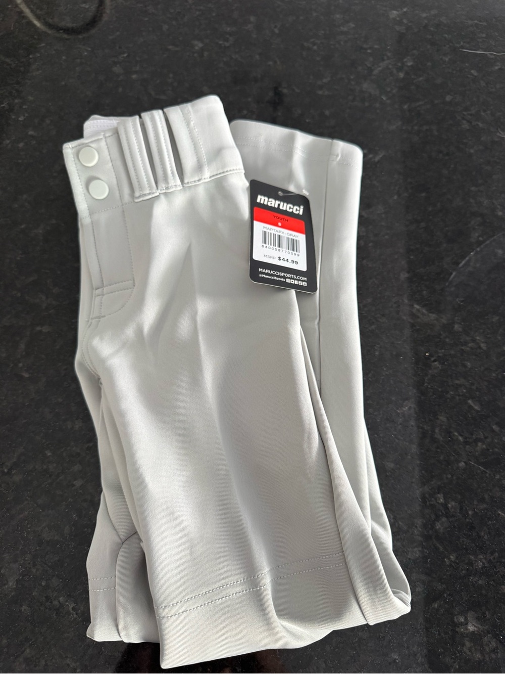 Marucci Youth Elite APEX Baseball Pant, Gray, Youth Small New Tapered Fit